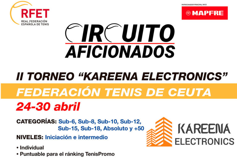 Inscripciones abiertas para el torneo de tenis Kareena Electronics
